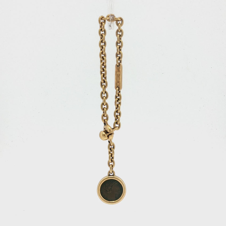 Bulgari Monete Coin Charm Keychain Constantius II Roman 18K Yellow Gold