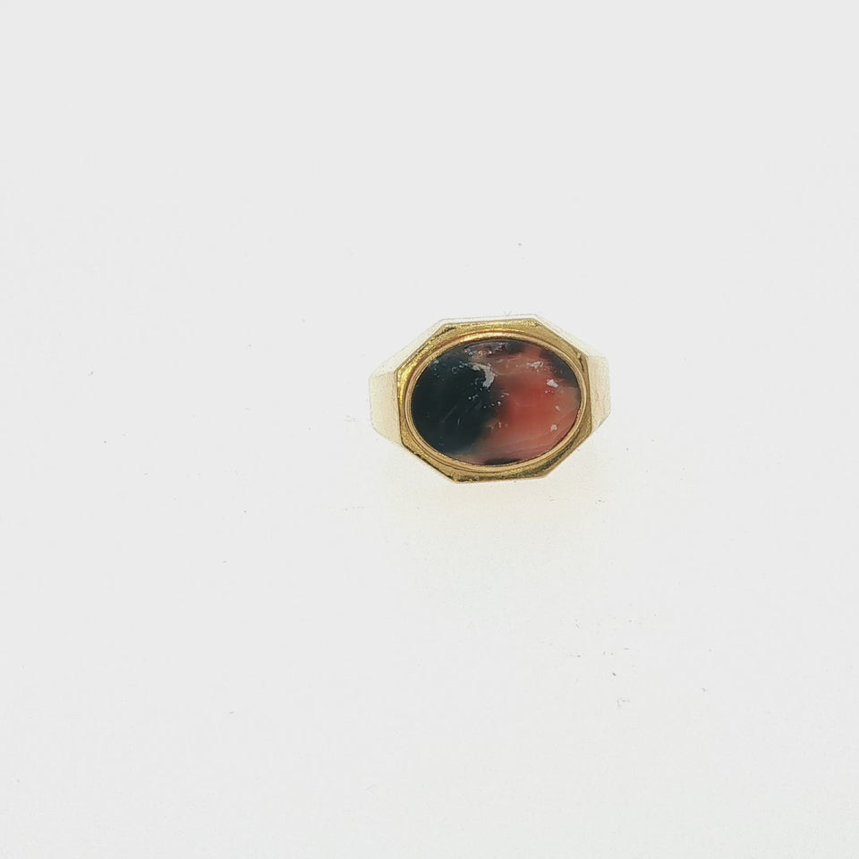 Bulgari Carved Intaglio Ring 20K Roman God Motif Yellow Gold
