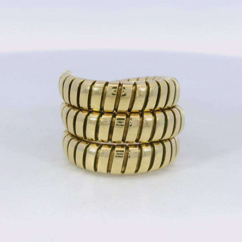 Bulgari Tubogas Snake Ring 18K Yellow Gold Size 5-6