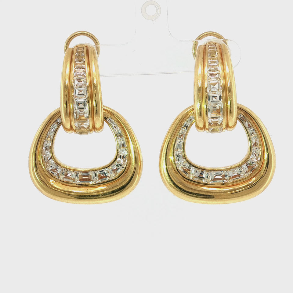 Seaman Schepps Madison White Topaz Earrings with Detachable Buckle in 18K YG