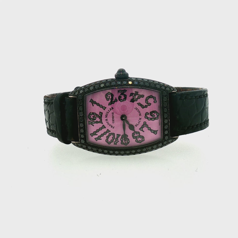 Franck Muller Cintrée Curvex Black Magic 18K Gold Ladies Watch Ref 1752 QZ D
