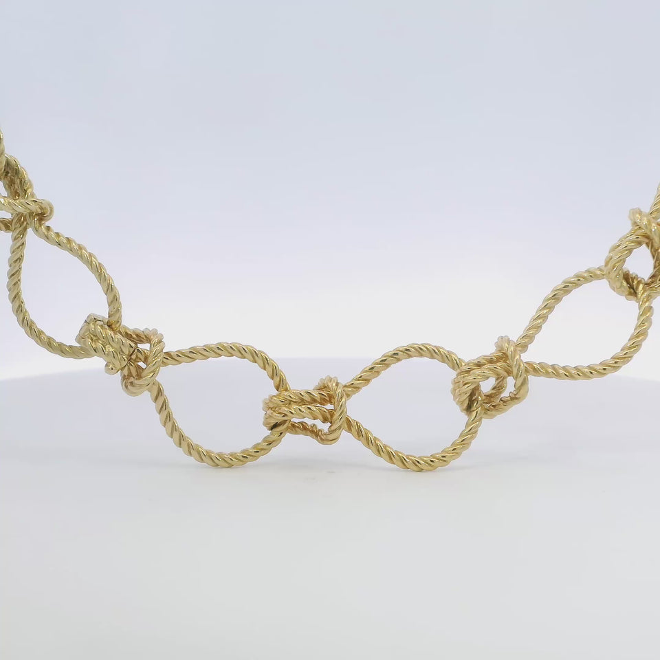 Verdura Toggle Necklace Bracelet Rope Knot Link 18K Yellow Gold 18" Length