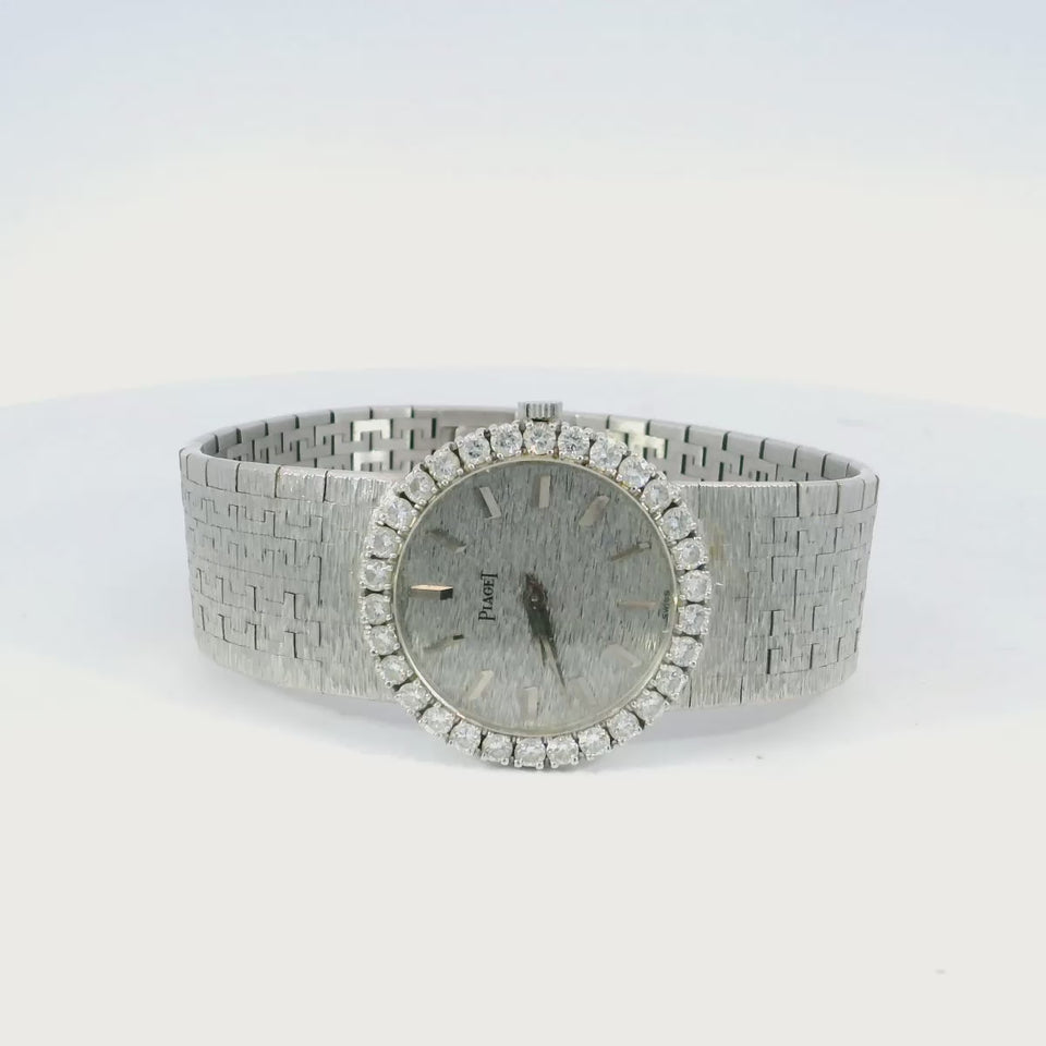 Vintage Ladies Piaget Watch in 18K White Gold Watch with Diamond Bezel