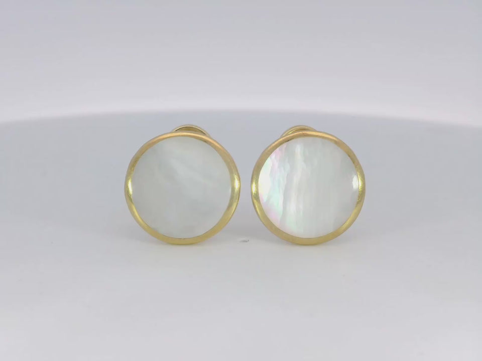 Ippolita Lollipop Round Mother of Pearl Clip on Earrings in 18 Karat Gold