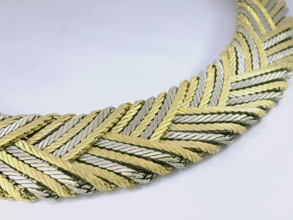 Buccellati Fiammato Herringbone Choker Necklace made in Tricolor 18K Woven Gold