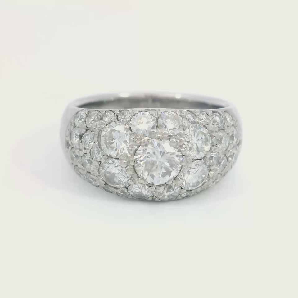 Estate Diamond Cluster Ring Platinum Size 6.5 ~2.23ctw