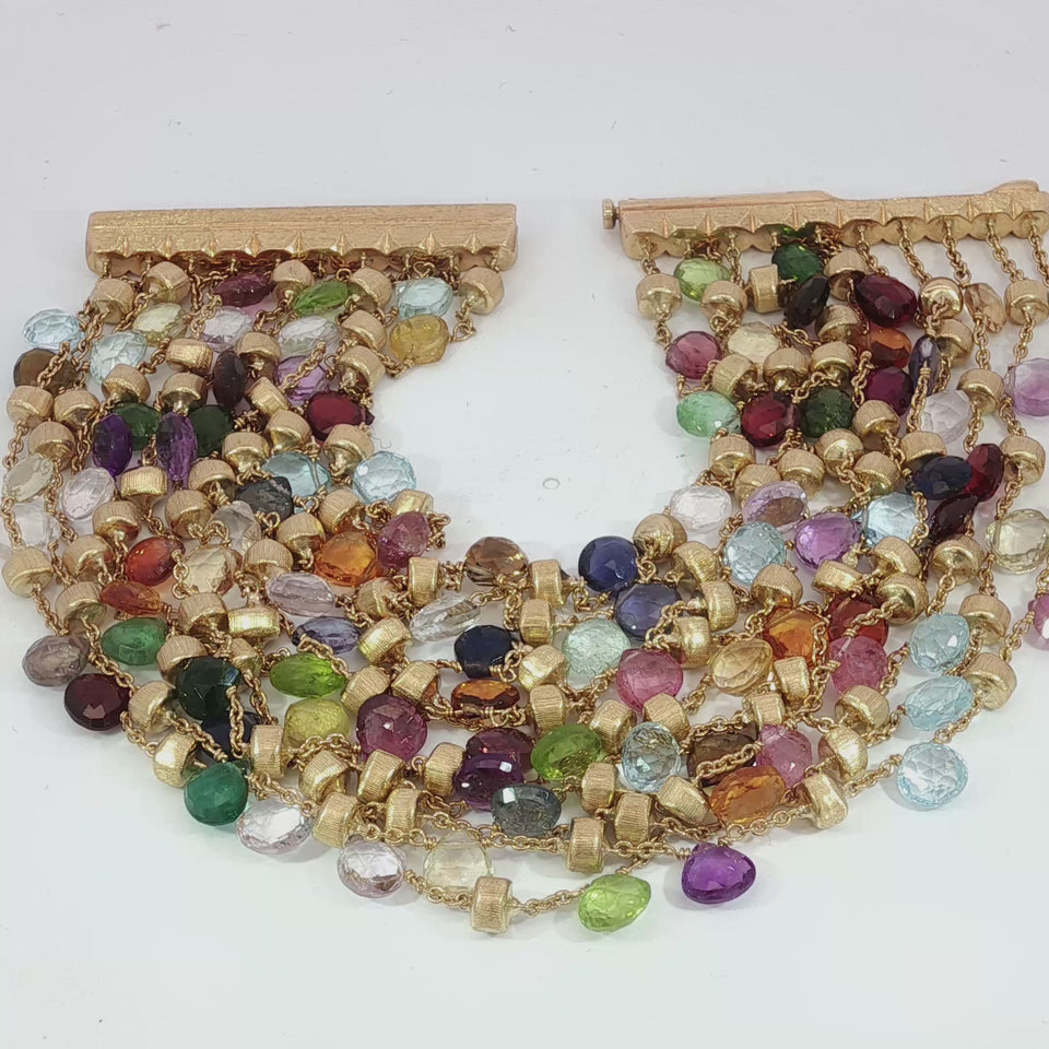 Marco Bicego Paradise Bracelet 18K Multistrand Gemstones Yellow Gold