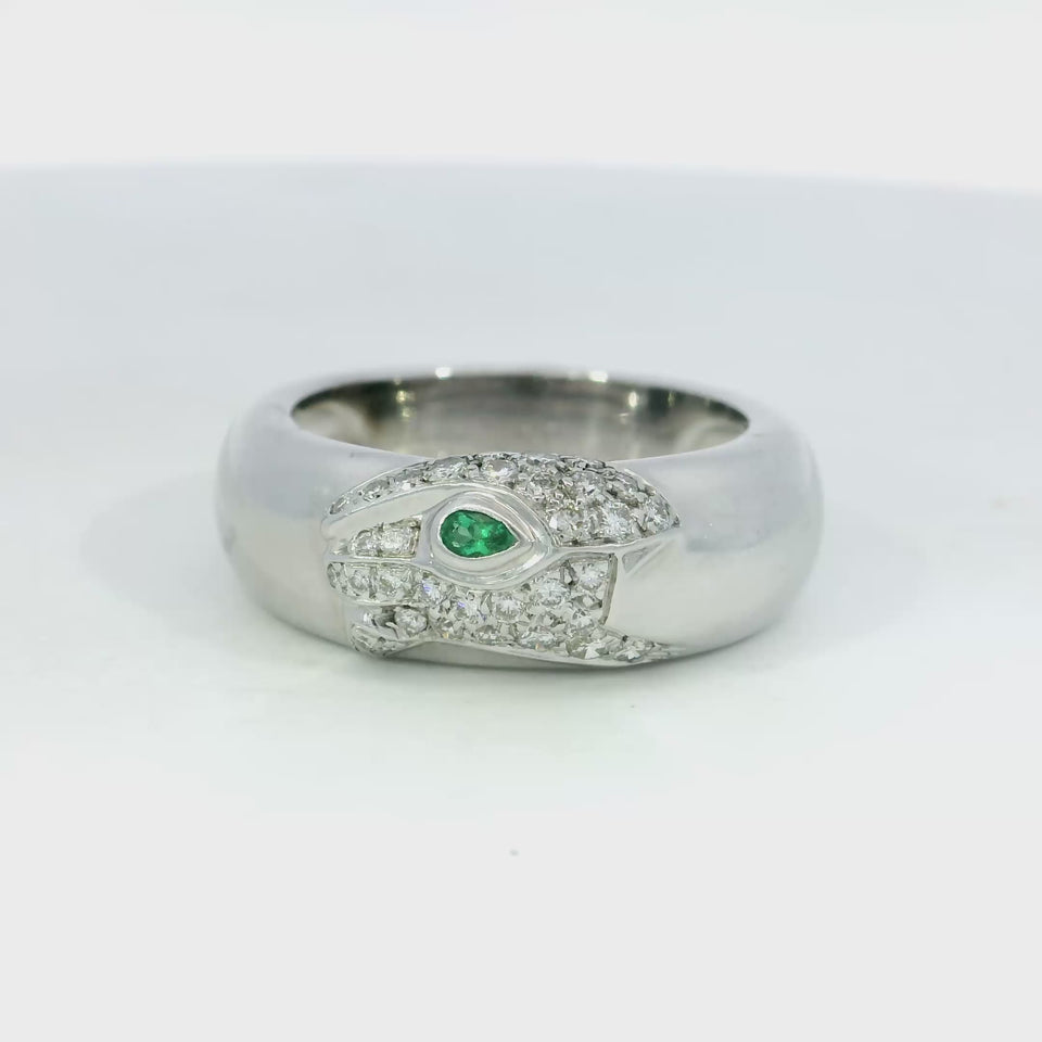 Cartier Panthere Diamond Ring Band 18k White Gold Size 7.25