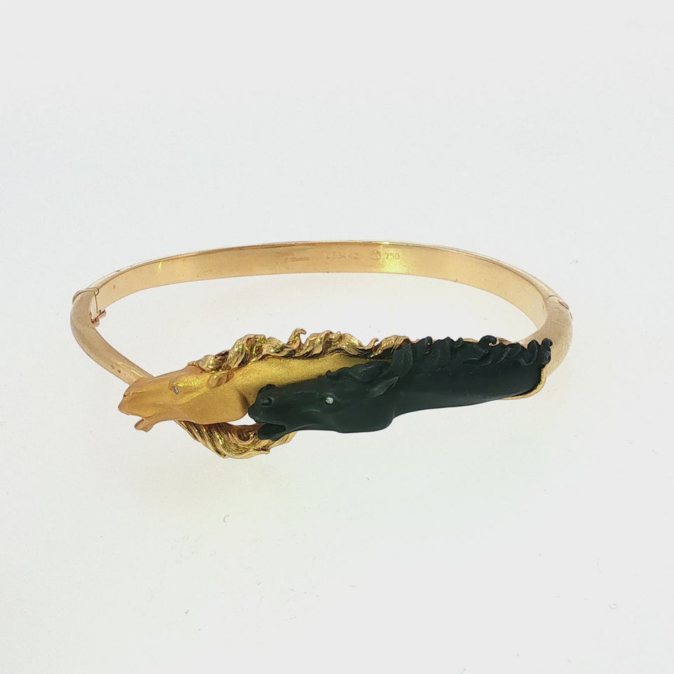 Carrera Y Carrera Horse Bangle Bracelet 18K Yellow Gold