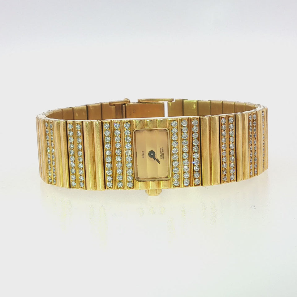 Van Cleef & Arpels Diamond Polo Watch 18K Yellow Gold Quartz