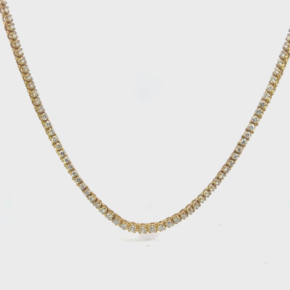 Vintage Estate Graduated Riviera Necklace with 12ctw Diamonds in 14K Yellow Gold