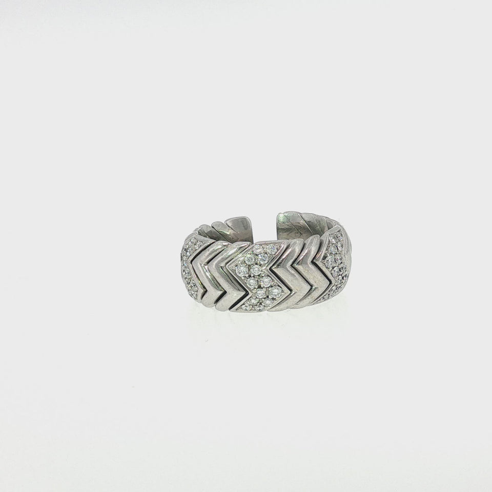 Bulgari Spiga Pave Diamond Ring 18K White Gold