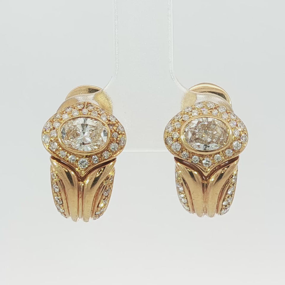 Bulgari 1980's Diamond Earrings 18K Omega Backs ~2.4ctw