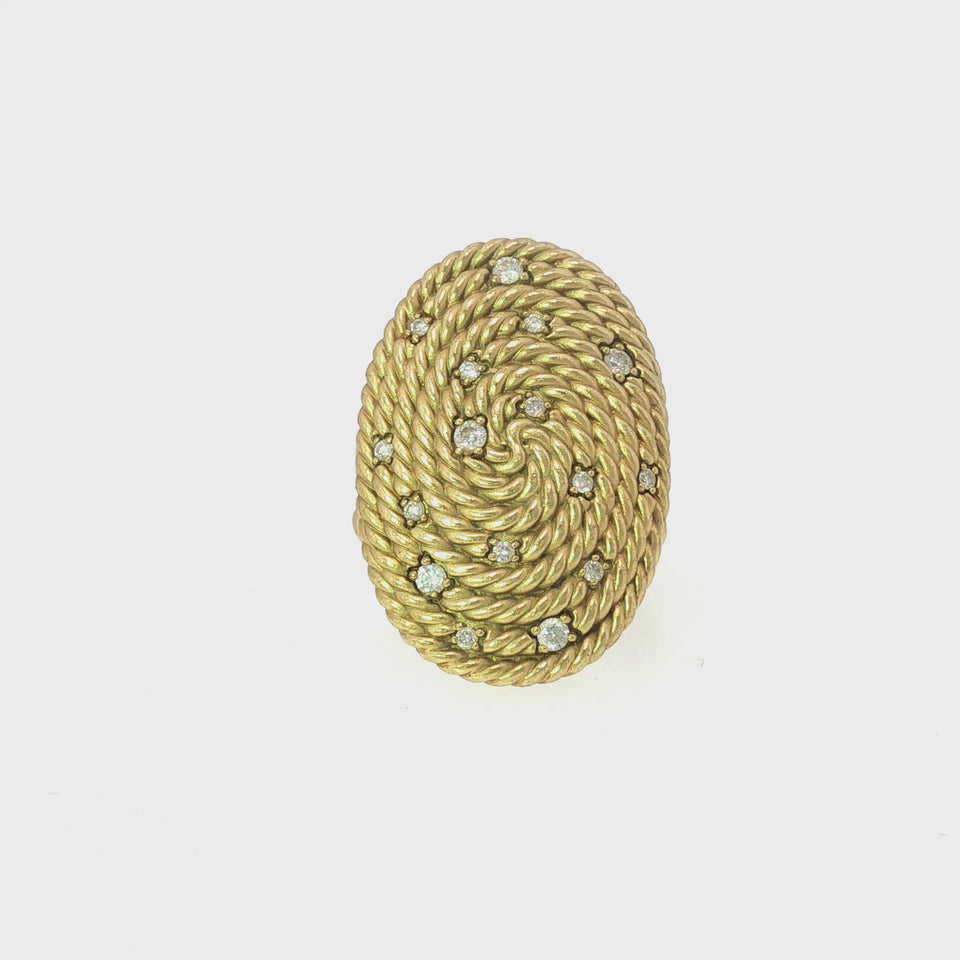 David Yurman 18K Cable Coil Diamond Ring Yellow Gold Size 7.5