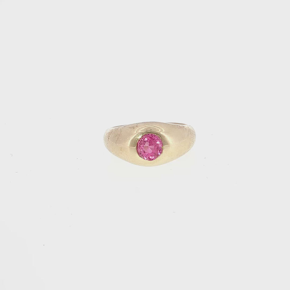 Pink Sapphire Gypsy Ring in 14K Yellow Gold~1.42ct