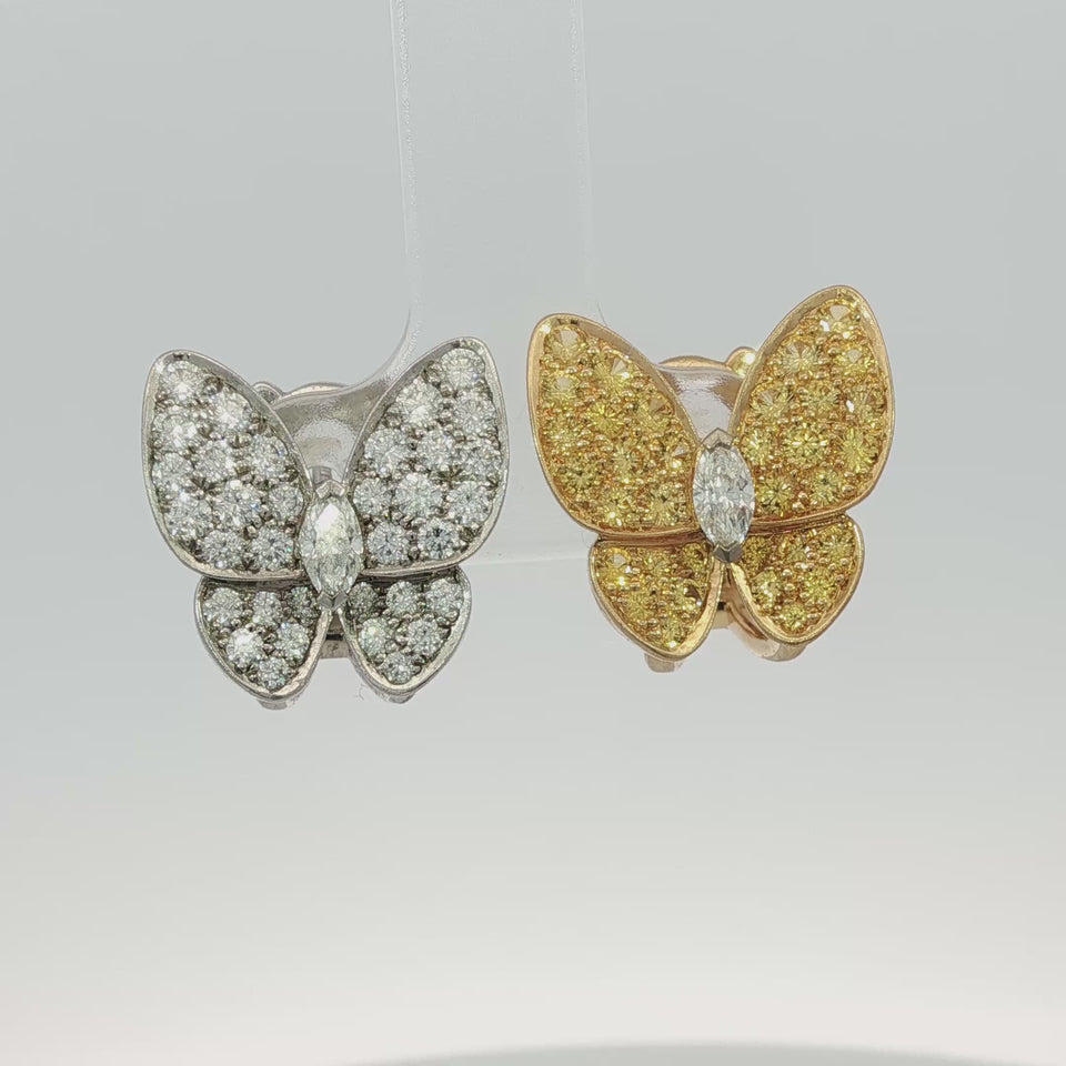 Van Cleef & Arpels Butterfly Diamond Sapphire Earrings 18K White Gold
