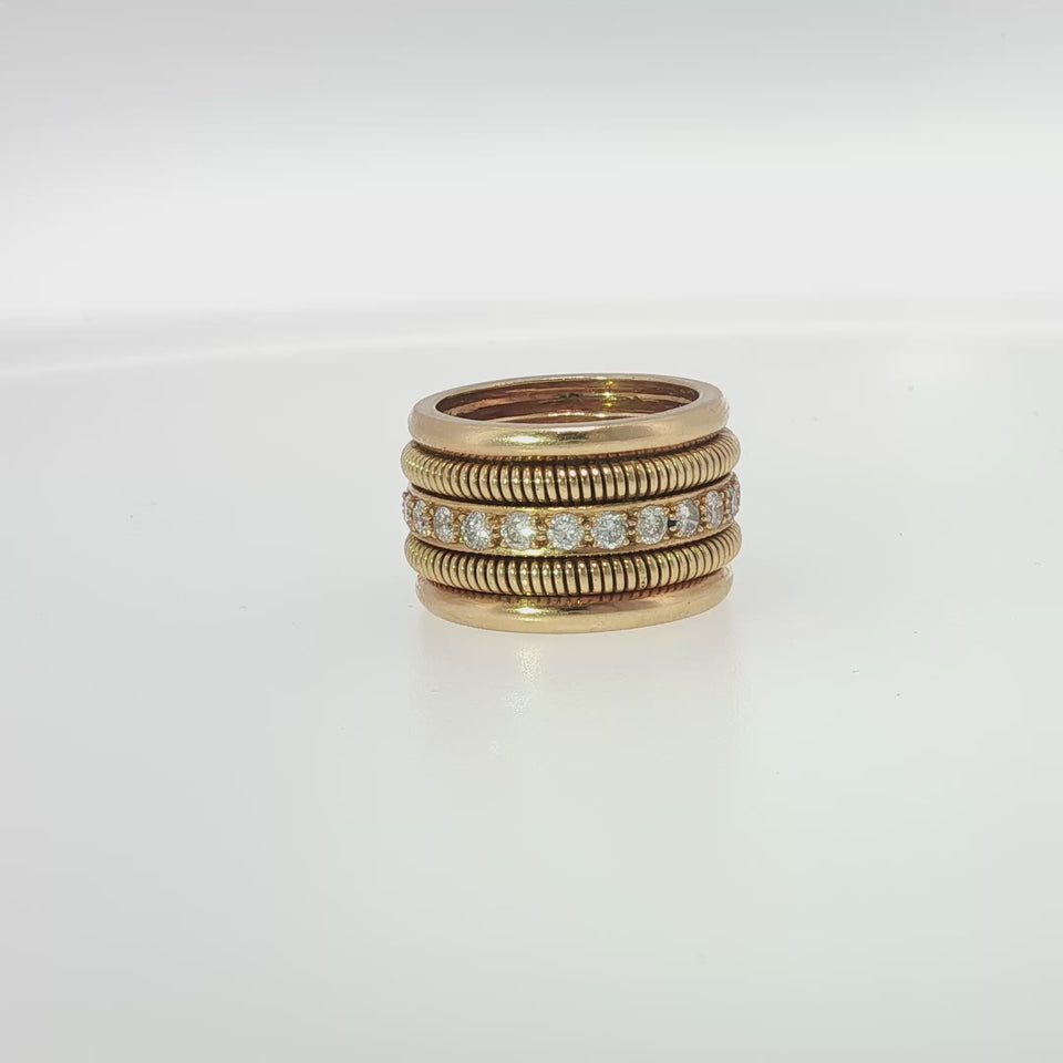 Vintage 18K Diamond Stacker Ring Yellow Gold Size 7 ~1.44ctw