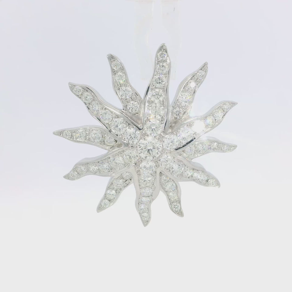 Diamond Starburst Pendant 18K White Gold ~1.94ctw Diamonds