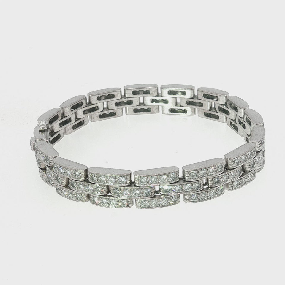 Cartier Pave Diamond Bracelet Maillon Panthere 18K White Gold Original Vintage
