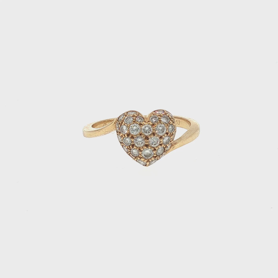 Cartier Diamond Heart Ring 18K Yellow Gold 1990s
