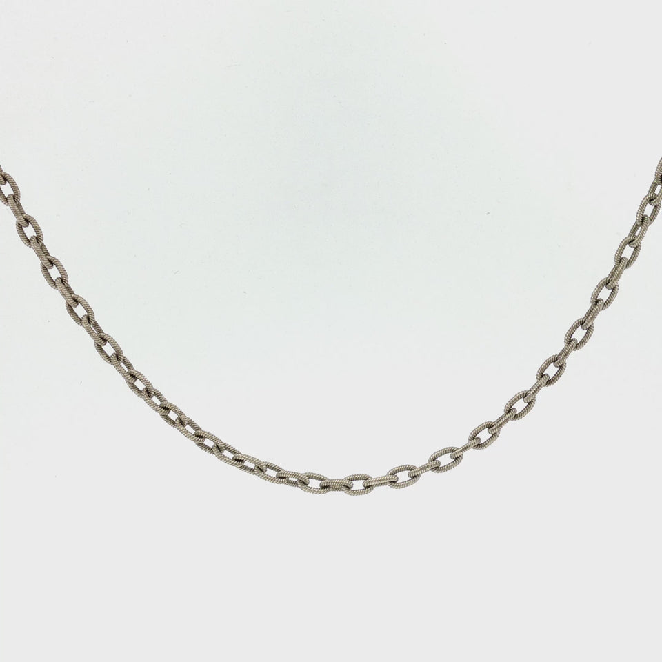 Bulgari 18K Anchor Link Necklace Textured Chain White Gold