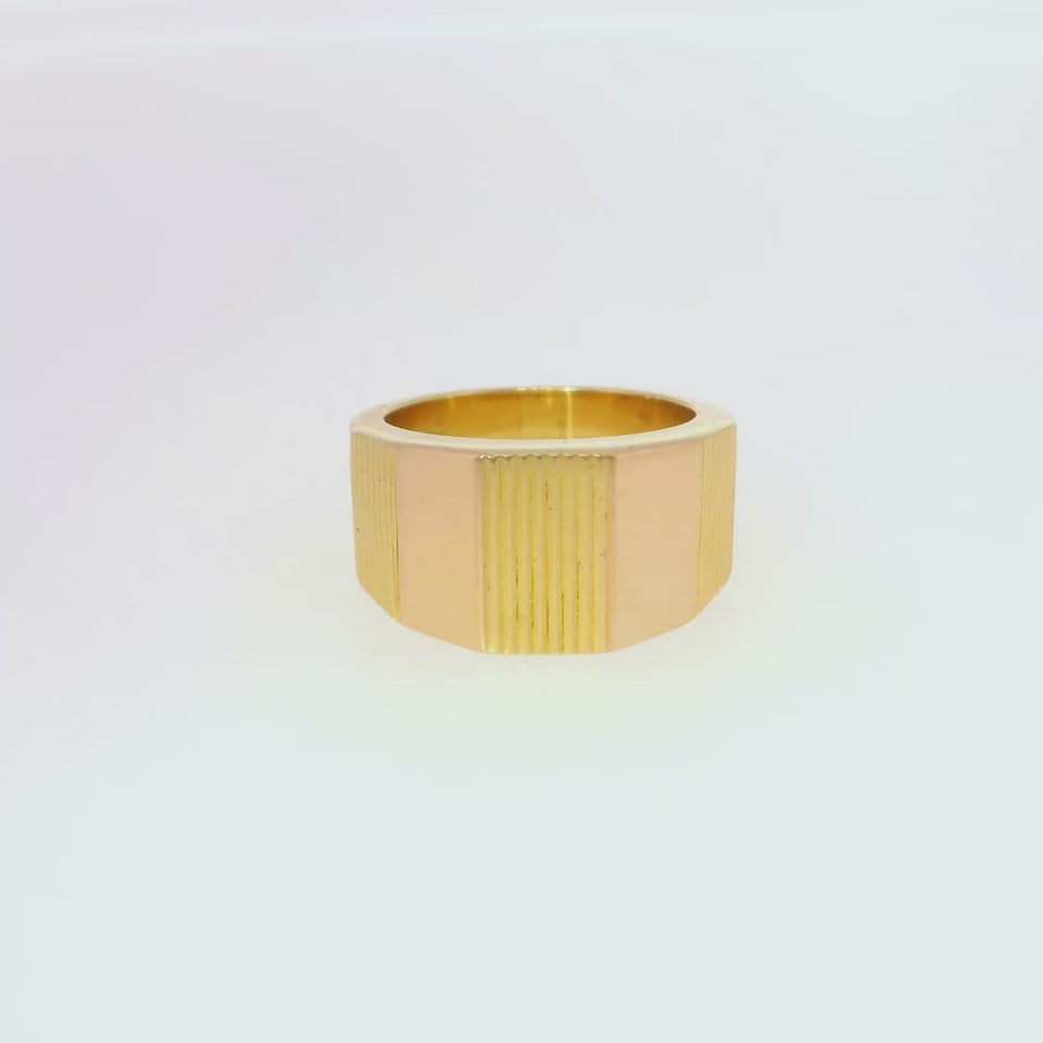 Bulgari Vintage 18K Ring Yellow Gold Chunky Statement Stacker Circa 1970s
