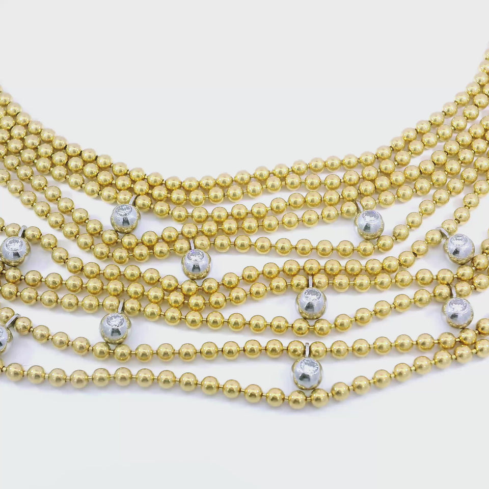 Cartier Draperie Diamond Necklace 10 Row 18K Yellow Gold With Box