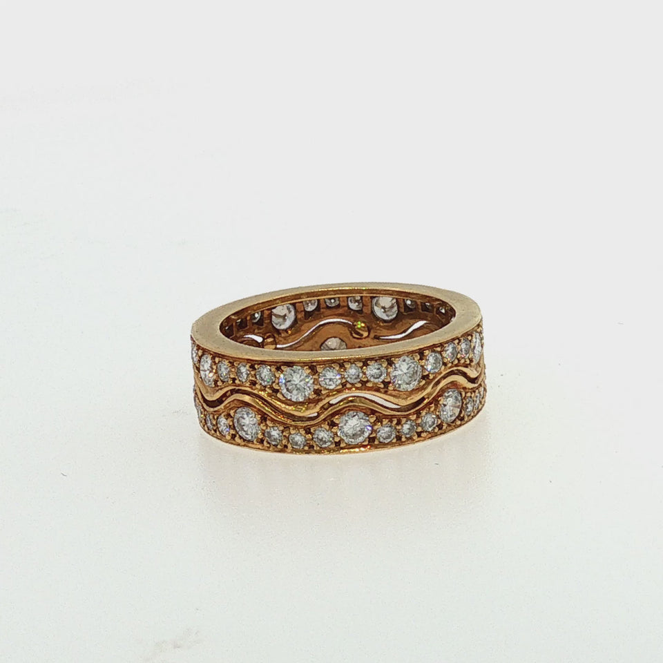 Van Cleef & Arpels Diamond Ring Wave Eternity Band French 18K Yellow Gold