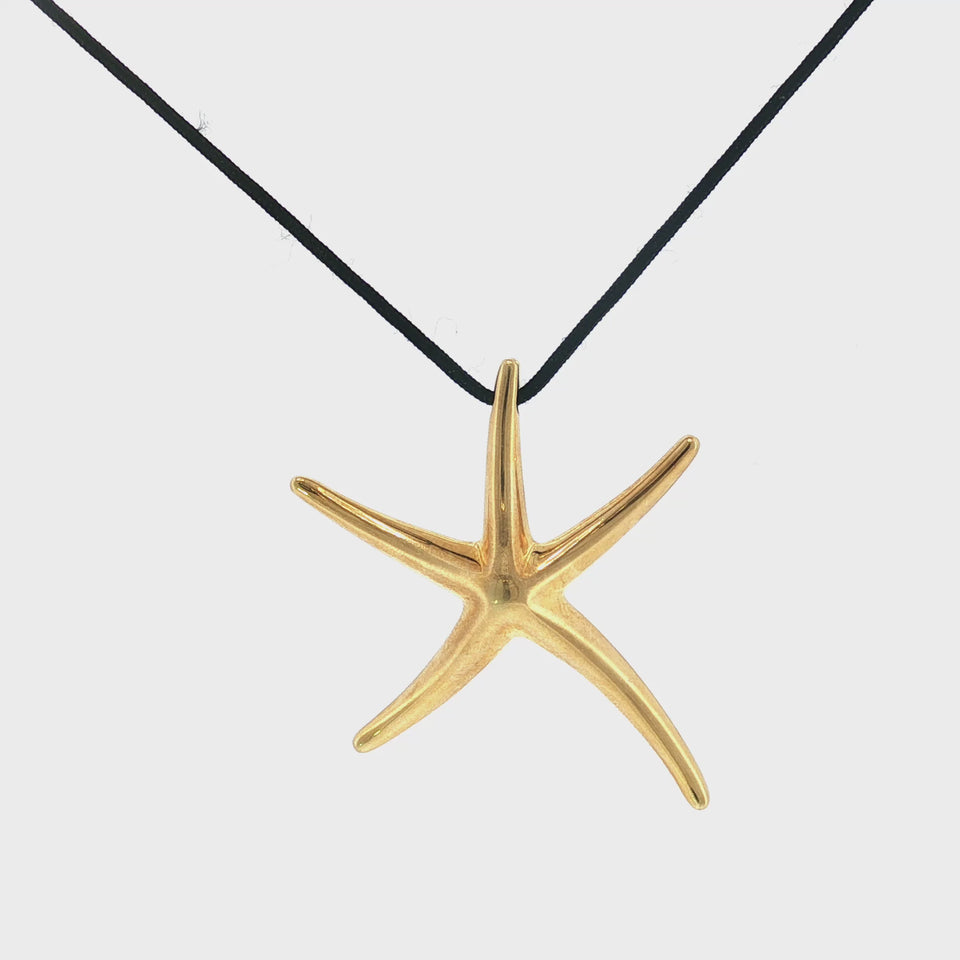 Tiffany & Co. Elsa Peretti Starfish Pendant Necklace 18K Yellow Gold Italy
