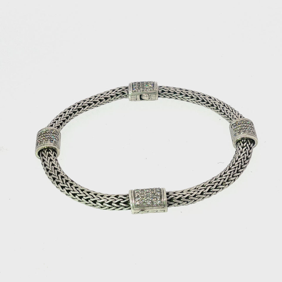 John Hardy Diamond Icon Bracelet Four Station Sterling Silver