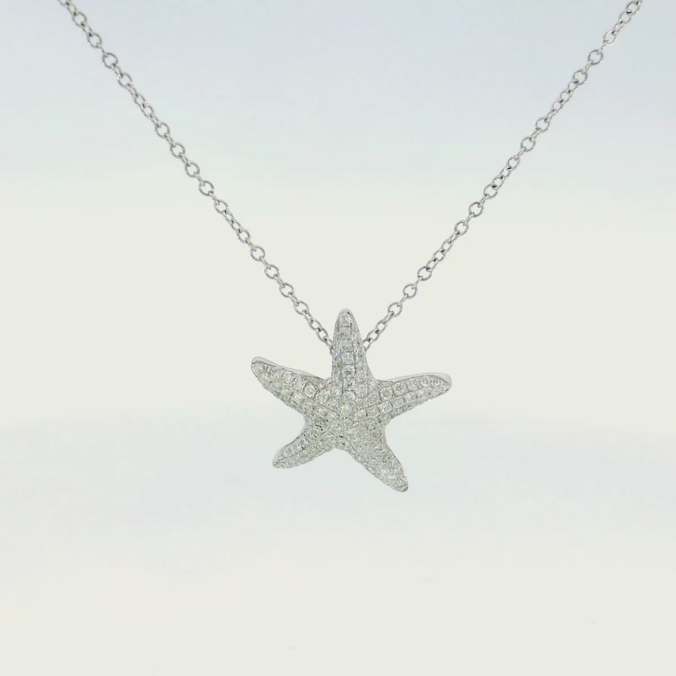 Diamond Starfish Necklace Pendant
