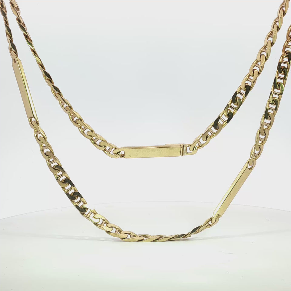 Bulgari 18K Curb Necklace Chain 35" Yellow Gold