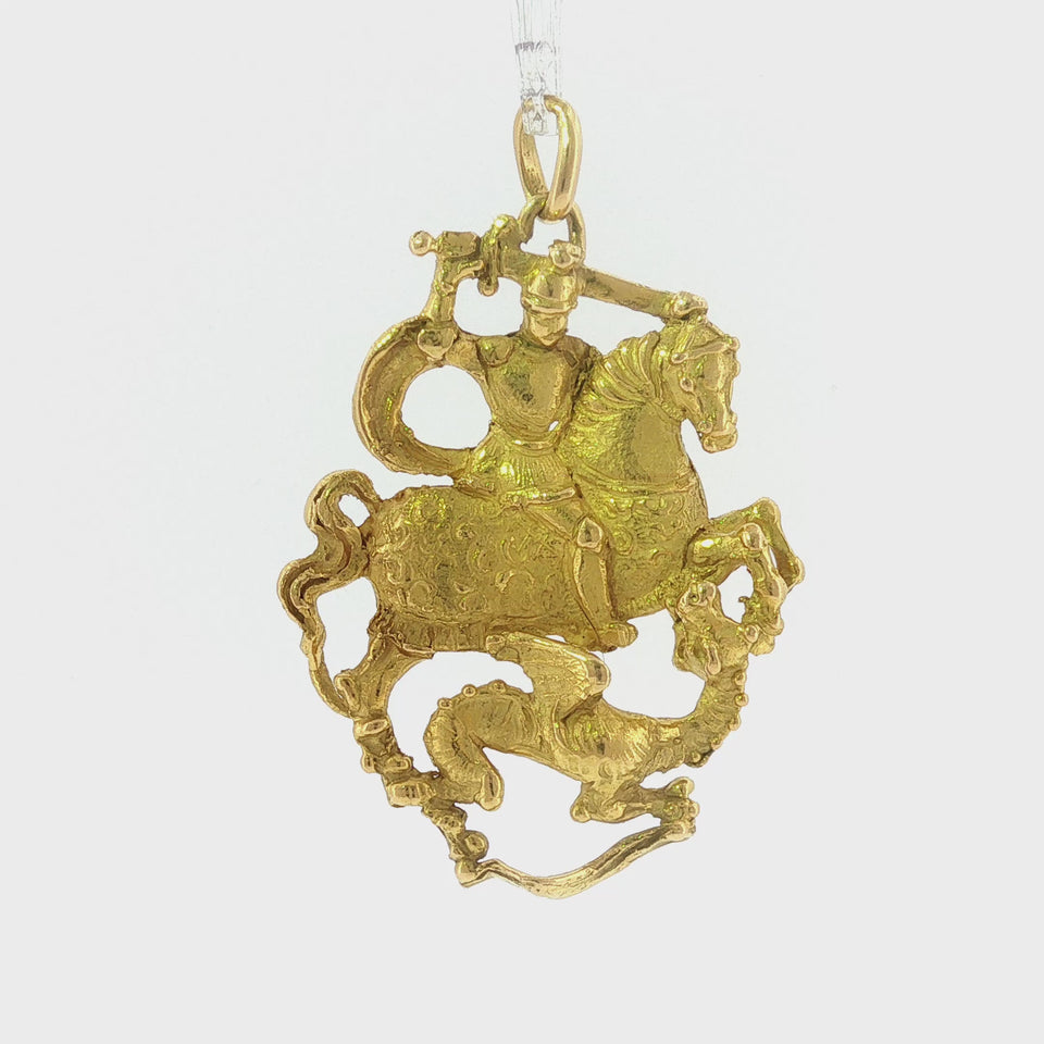 Bulgari St. George Dragon Pendant 18K Yellow Gold