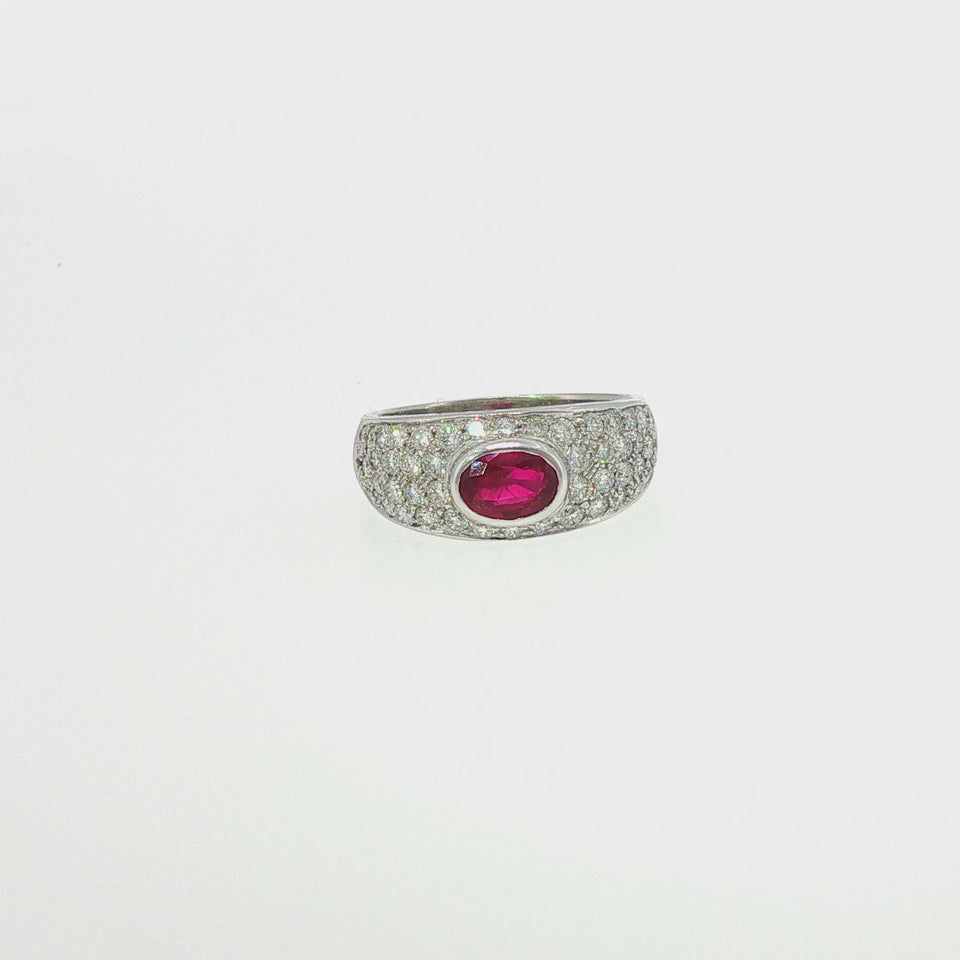 Bulgari Ruby Diamond Pavé Ring 18K White Gold