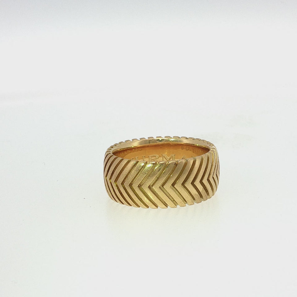David Yurman Chevron Band Ring Mens 18K Yellow Gold Size 10.5