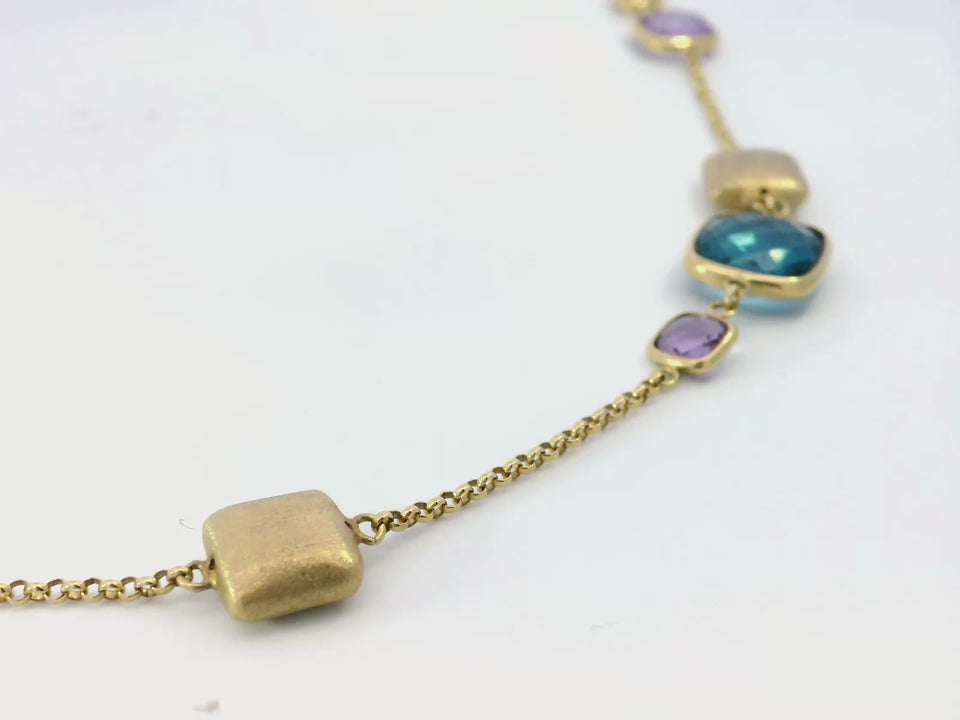 Effy Multi Station Mixed Gemstone Necklace in 14K Yellow Gold 19" length