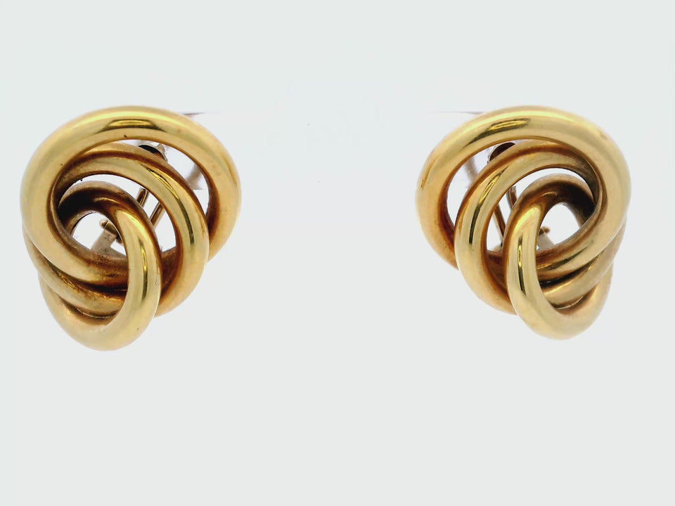 Vintage Nicolas Cola Italian Circle Knot Earrings in 18 Karat Yellow Gold