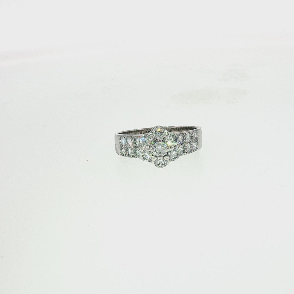 Van Cleef & Arpels Diamond Flower Cluster Ring 18K White Gold