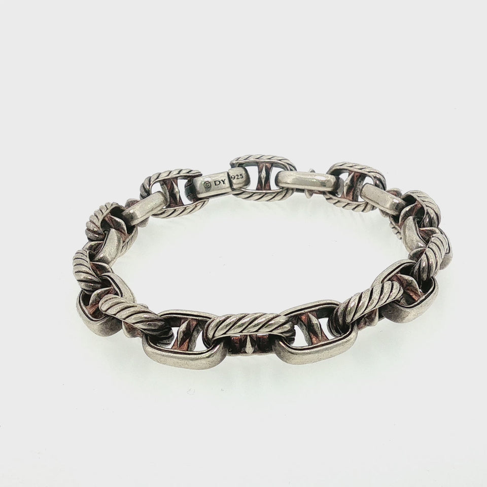 David Yurman Maritime Anchor Link Bracelet Sterling Silver Cable Bracelet