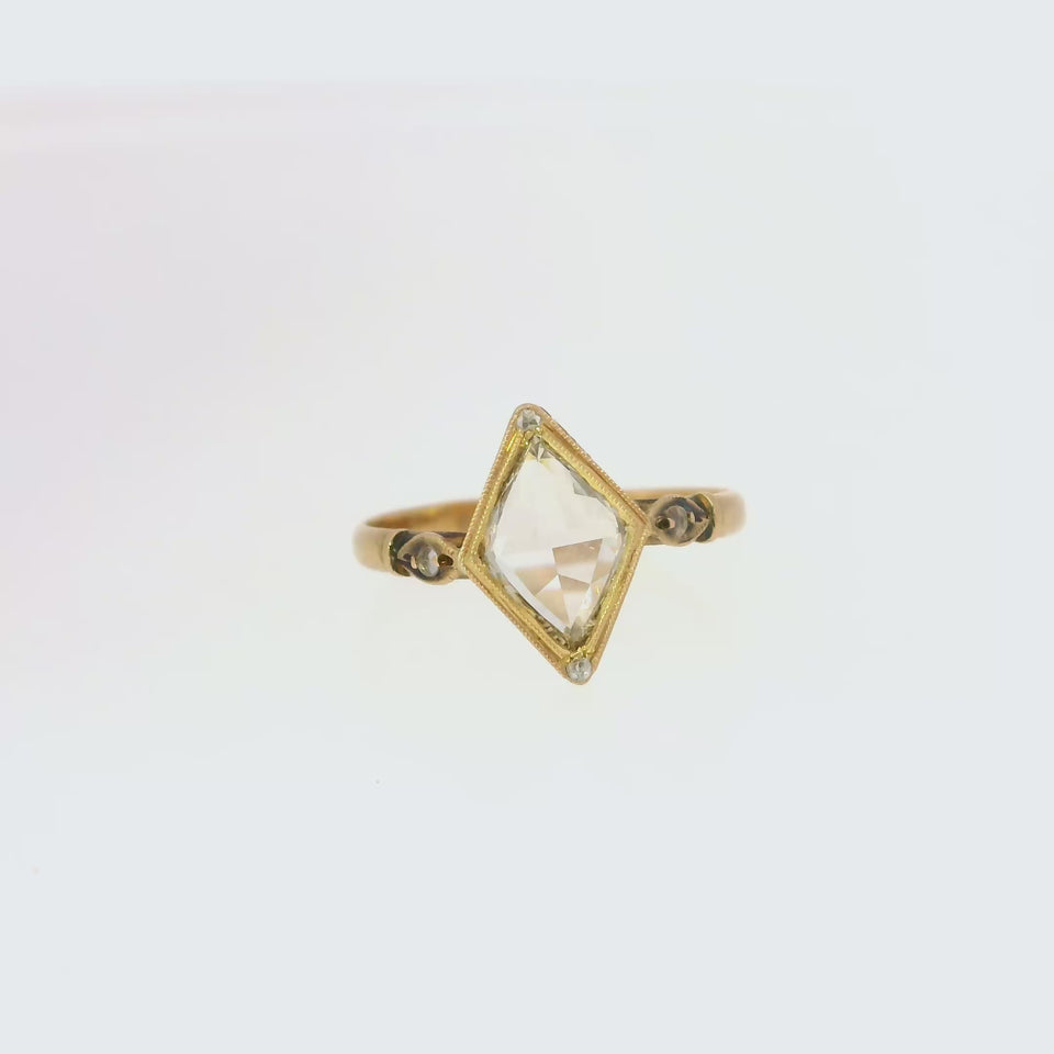 Victorian Kite Diamond Engagement Ring 18K Light Rose Gold W/ GIA 1.02ct