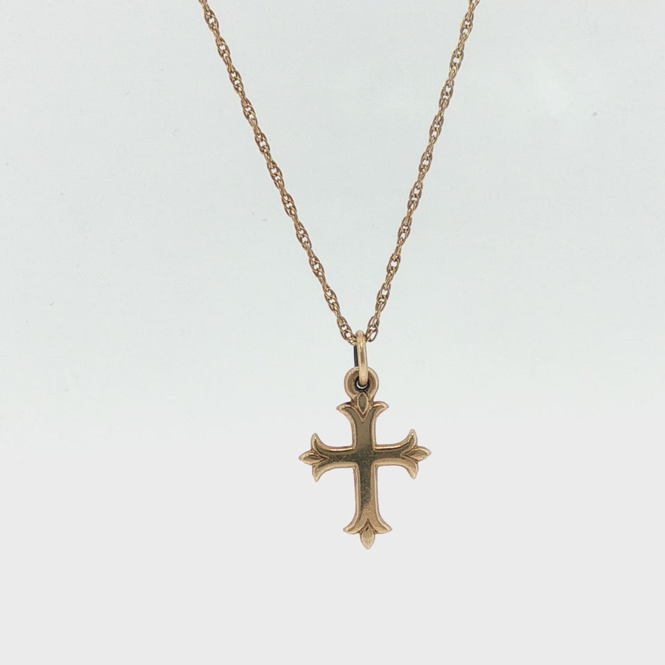 James Avery Cross Charm Pendant Choker Necklace 14K Yellow Gold