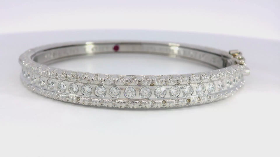 Roberto Coin Cento Collection 18K White Gold and Diamond Thin Bangle Bracelet