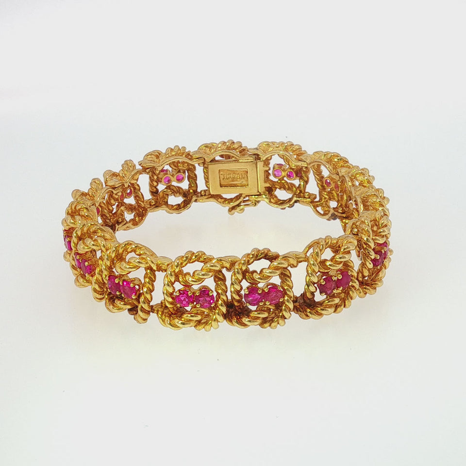 Tiffany & Co. Ruby Rope Twist Bracelet 18K Yellow Gold