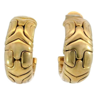 Bulgari Alveare Parentesi Hoop Earrings 18K Yellow Gold