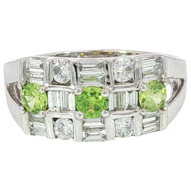 18K Diamond Demantoid Garnet Ring Estate White Gold ~1.1ctw