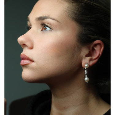 Bulgari Pearl Diamond Earrings Passo Doppio Drop Earrings 18K White Gold