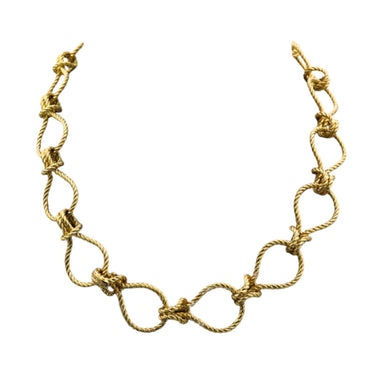 Verdura Toggle Necklace Bracelet Rope Knot Link 18K Yellow Gold 18" Length