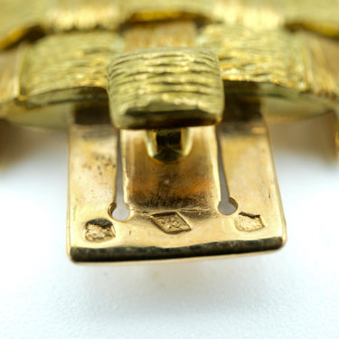 Retro French 18 Karat Yellow Gold Woven Chunky Modernist Bracelet