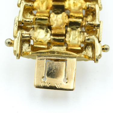 Retro French 18 Karat Yellow Gold Woven Chunky Modernist Bracelet