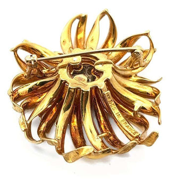 French Made Contemporary 18 Karat Brooch With .9 Carats Brilliant Cut Diamonds